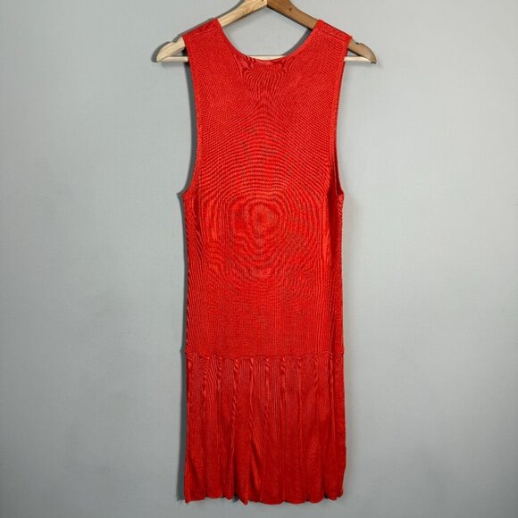 Opening Ceremony Knit Pleated Mini Dress Womens Small Orange Cocktail Party Chic - Picture 8 of 11